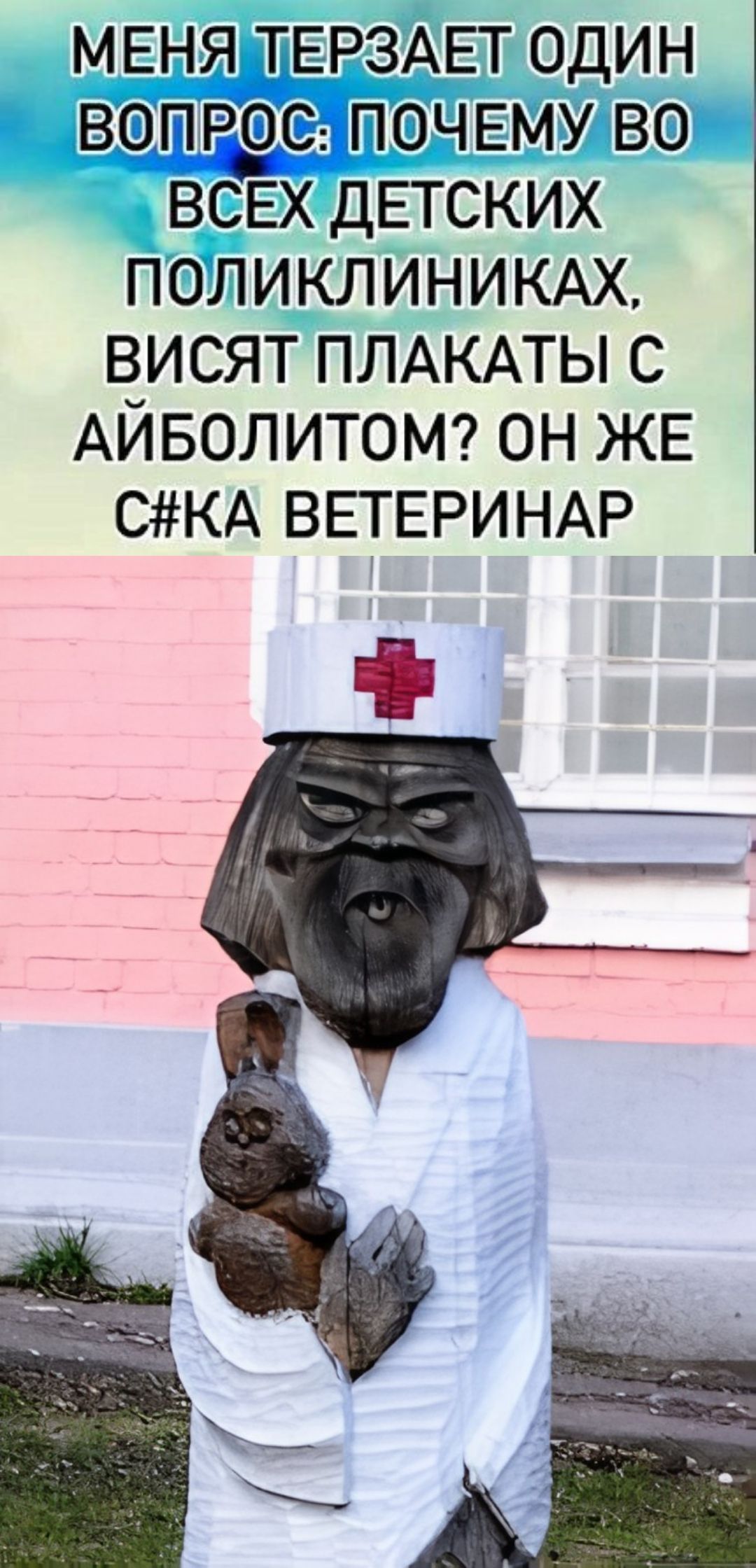 МЕНЯ ТЕРЗАЕТ ОДИН ВОПРОС: ПОЧЕМУ ВО ВСЕХ ДЕТСКИХ ПОЛИКЛИНИКАХ, ВИШАТ ПЛАКАТЫ С АЙБОЛИТОМ? ОН ЖЕ С#КА ВЕТЕРИНАР