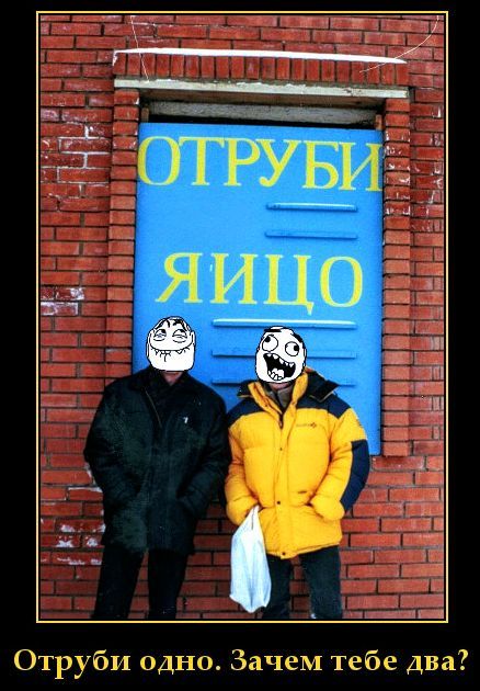 Отруби одно. Зачем тебе два?