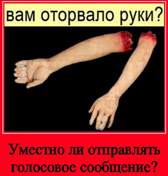 вам оторвало руки?
Уместно ли отправлять голосовое сообщение?