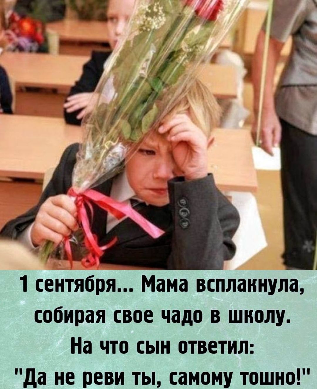1 сентября... Мама всплакнула, собирая свое чадо в школу. На что сын ответил: 