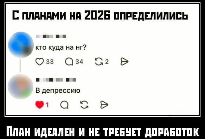 С планами на 2026 определились

кто куда на нг?

В депрессию

План идеален и не требует доработок