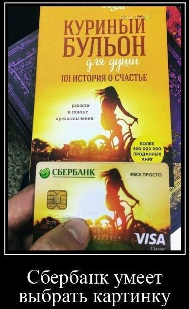 Куриный бульон для души 101 история о счастье. радости и поиске предназначения. Сбербанк умеет выбрать картинку. VISA