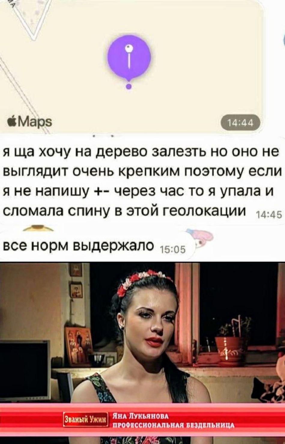 я ща хочу на дерево залезть но оно не выглядит очень крепким поэтому если я не напишу ++ через час то я упала и сломала спину в этой геолокации все норм выдержало