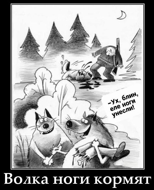 Ух, блин, еле ноги унесли!
Волка ноги кормят