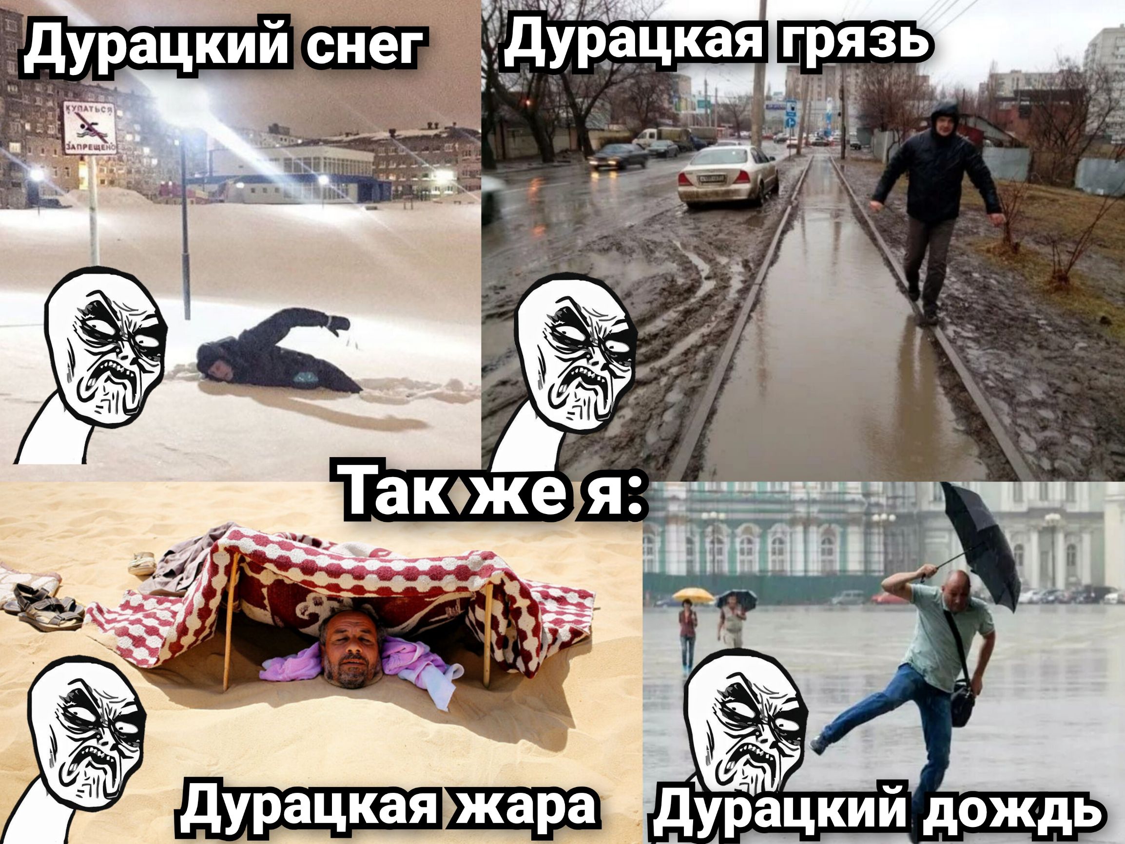 Дурацкий снег Дурацкая грязь Так же я: Дурацкая жара Дурацкий дождь
