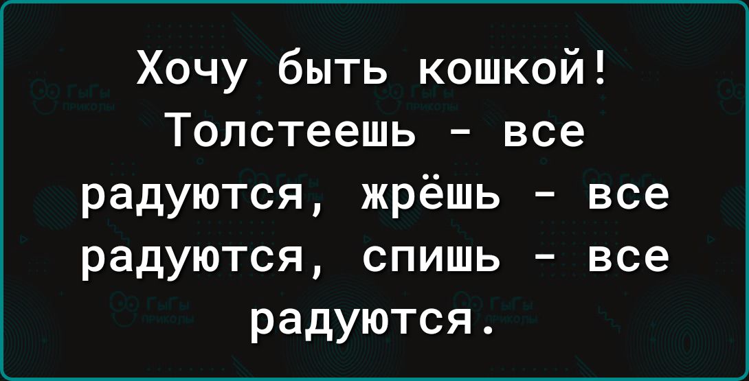 Хочу быть кошкой Толстеешь все радуются жрёшь все радуются спишь все радуются