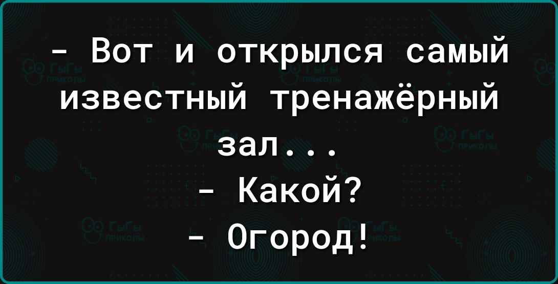Вот и открылся самый известный тренажёрный зал Какой Огород