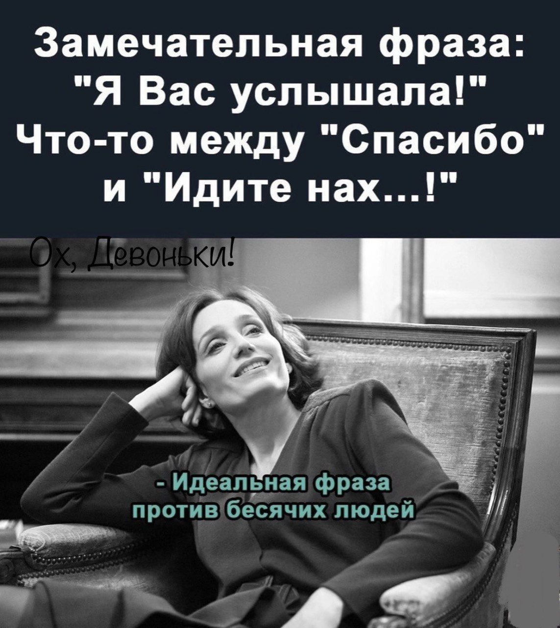 Замечательная фраза Я Вас услышала Что то между Спасибо и Идите нах у Идеапёная фраза против бесячих пюдей ЭР Ат