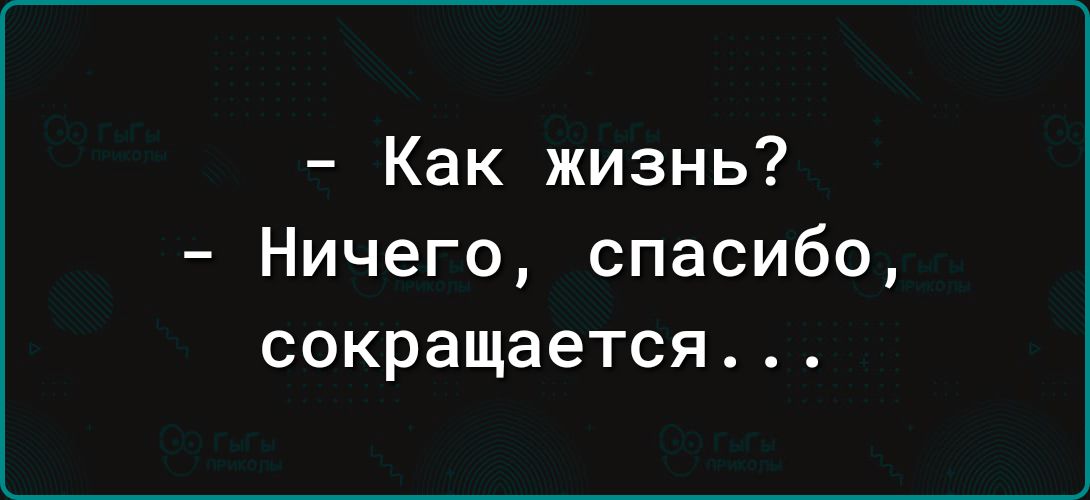 Как жизнь Ничего спасибо сокращается