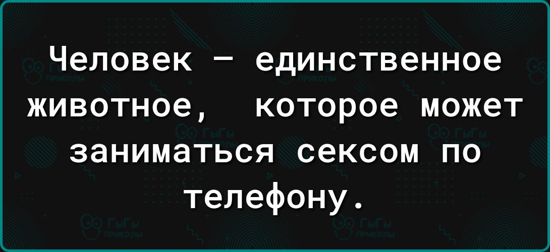 Человек _ единственное животное которое может заниматься сексом по телефону