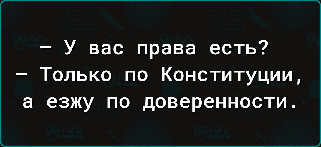 У вас права есть Только по Конституции а езжу по доверенности