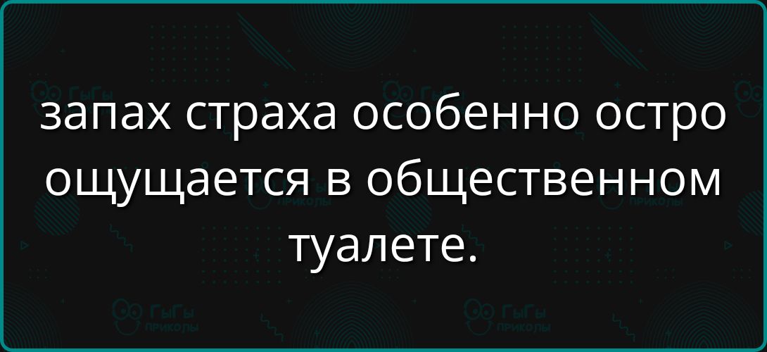 запах страха особенно остро ощущается в общественном туалете.