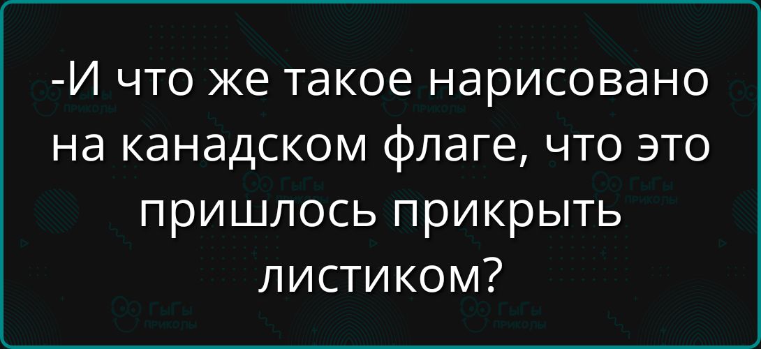 -И что же такое нарисовано на канадском флаге, что это пришлось прикрыть листиком?