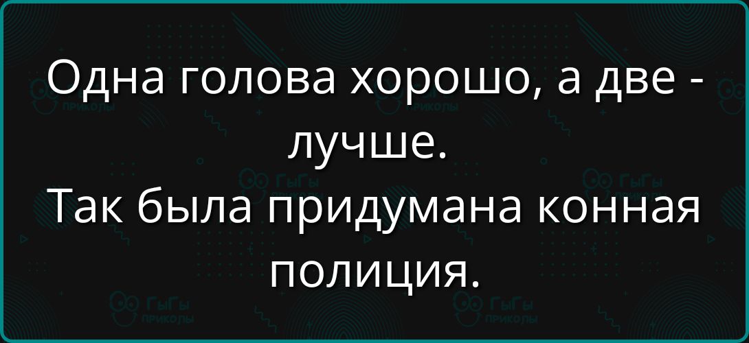 Одна голова хорошо, а две - лучше. Так была придумана конная полиция.