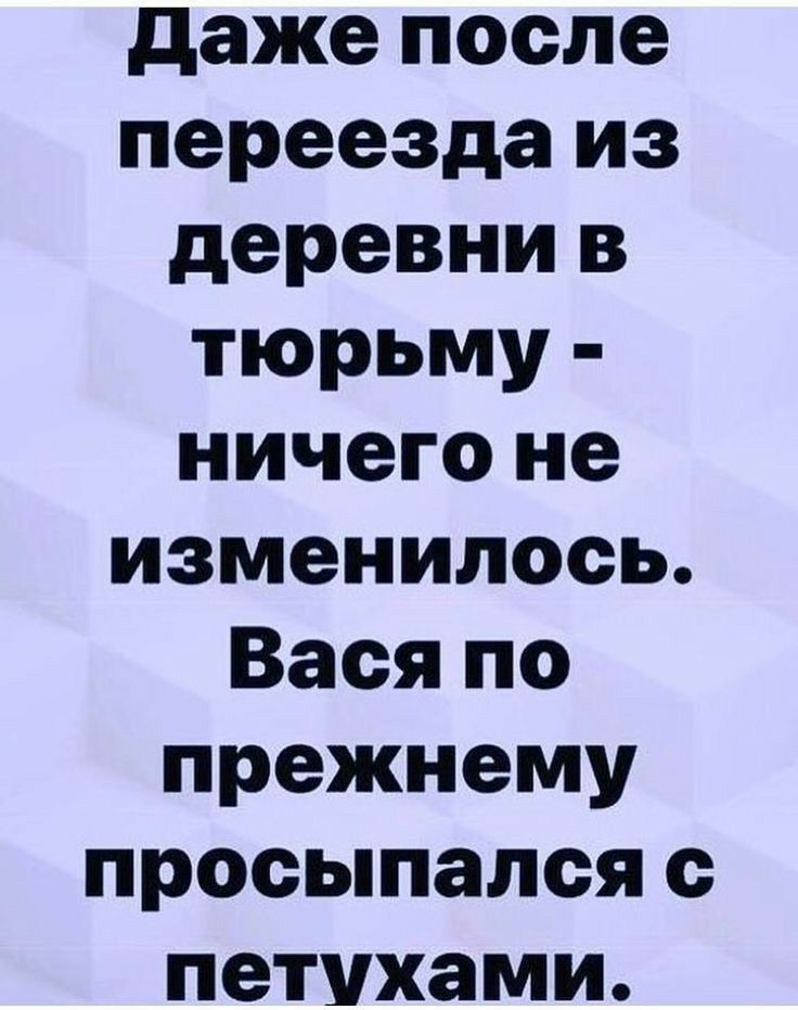 даже после переезда из деревни в тюрьму ничего не изменилось Вася по прежнему просыпался с петухами