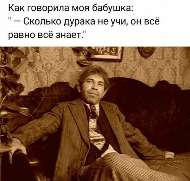 Как говорила моя бабушка Сколько дурака не учи он всё равно всё знает