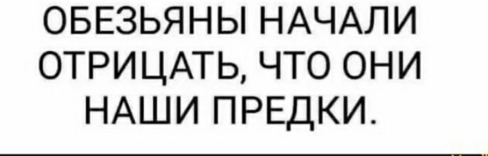 ОБЕЗЬЯНЫ НАЧАЛИ 0ТРИЦАТЬ ЧТО ОНИ НАШИ ПРЕДКИ
