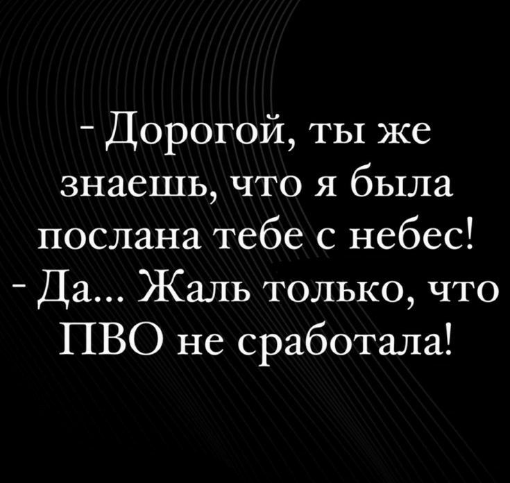 Дорогой ты же знаешь что я была послана тебе с небес Да Жаль только что ПВО не сработала