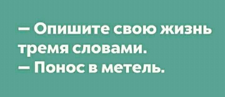 Опишите свою жизнь тремя словами Понос в метель