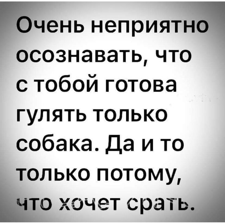 чень неприятно осознавать что с тобой готова гулять только собака да и то только потому ЕГО ХОЧ ет СРЭТЬА