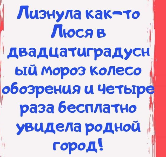 Лизнула как-то Люся в двадцатиградусный мороз колесо обозрения и четыре раза бесплатно увидела родной город!