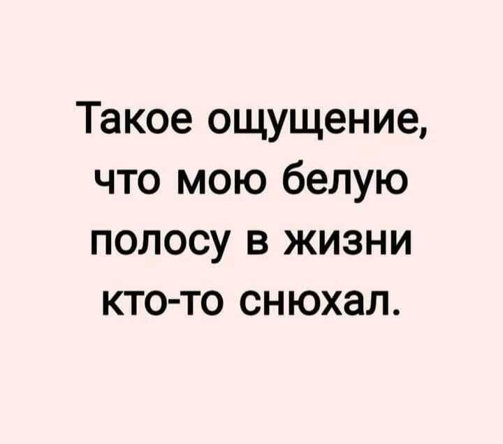 Такое ощущение, что мою белую полосу в жизни кто-то снюхал.