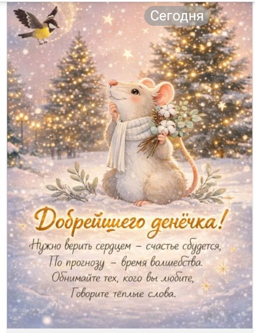 Добрейшего денёчка! Нужно верить сердцем — счастье будет, По прогнозу — время волшебства. Обнимайте тех, кого вы любите, Говорите тёплые слова.