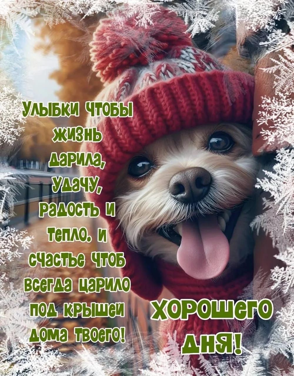 Улыбки чтобы жизнь подарила, удачу, радость и тепло. И счастье чтоб всегда царило под крышей дома твоего! ХОРОГОГО ДНЯ!