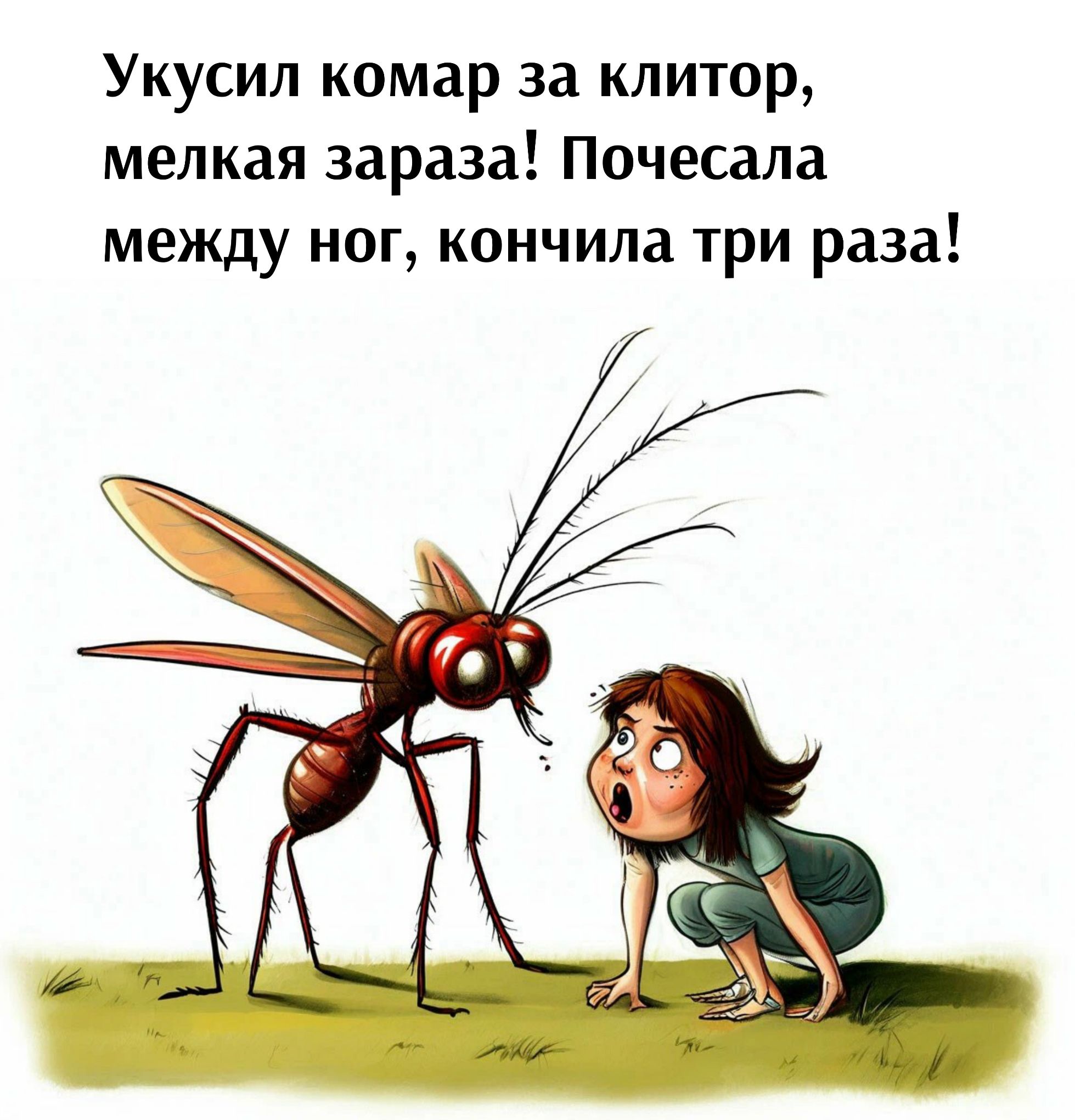 Укусил комар за клитор мелкая зараза Почесала между ног кончила три раза