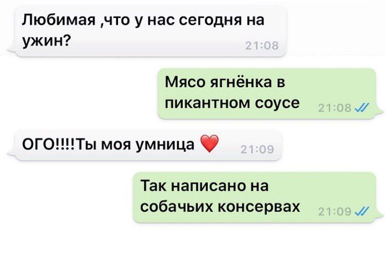 Любимая что у нас сегодня на ужин Мясо ягнёнка в ПИКЭНТНОМ соусе ОГОТы моя умница Так написано на собачьих консервах