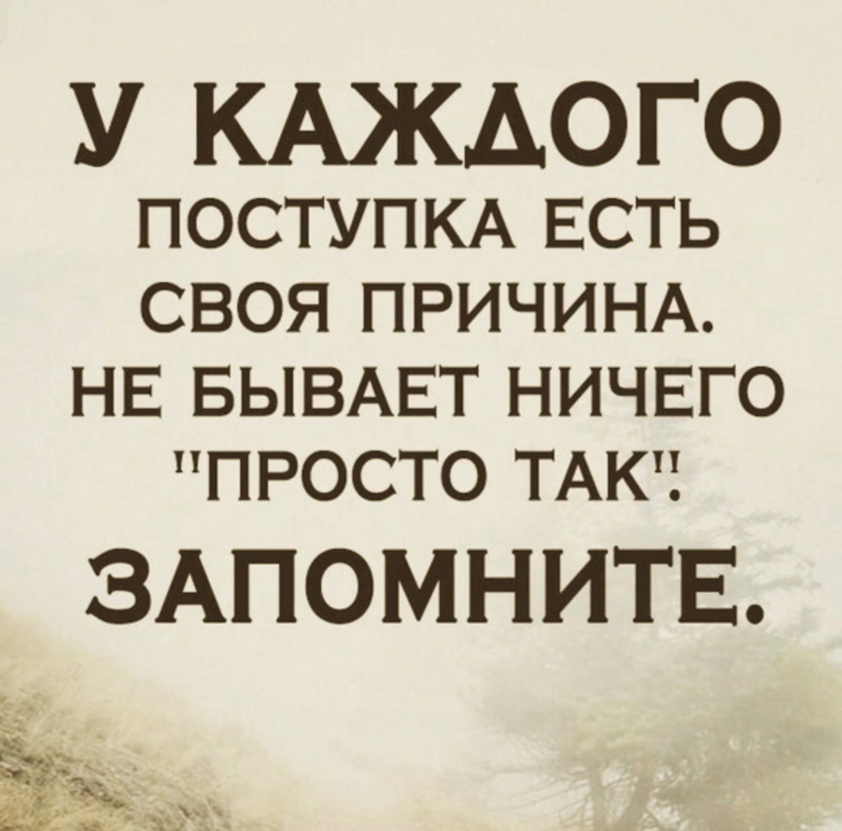 У КАЖДОГО ПОСТУПКА ЕСТЬ СВОЯ ПРИЧИНА НЕ БЫВАЕТ НИЧЕГО ПРОСТО ТАК ЗАПОМНИТЕ