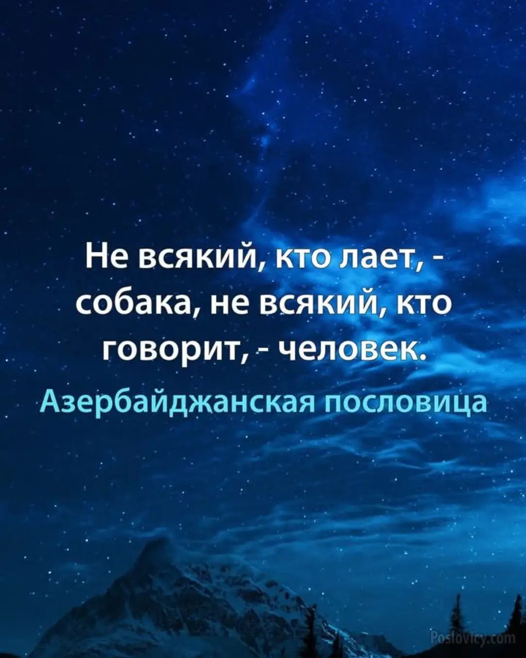 Не всякий, кто лает, - собака, не всякий, кто говорит, - человек.
Азербайджанская пословица