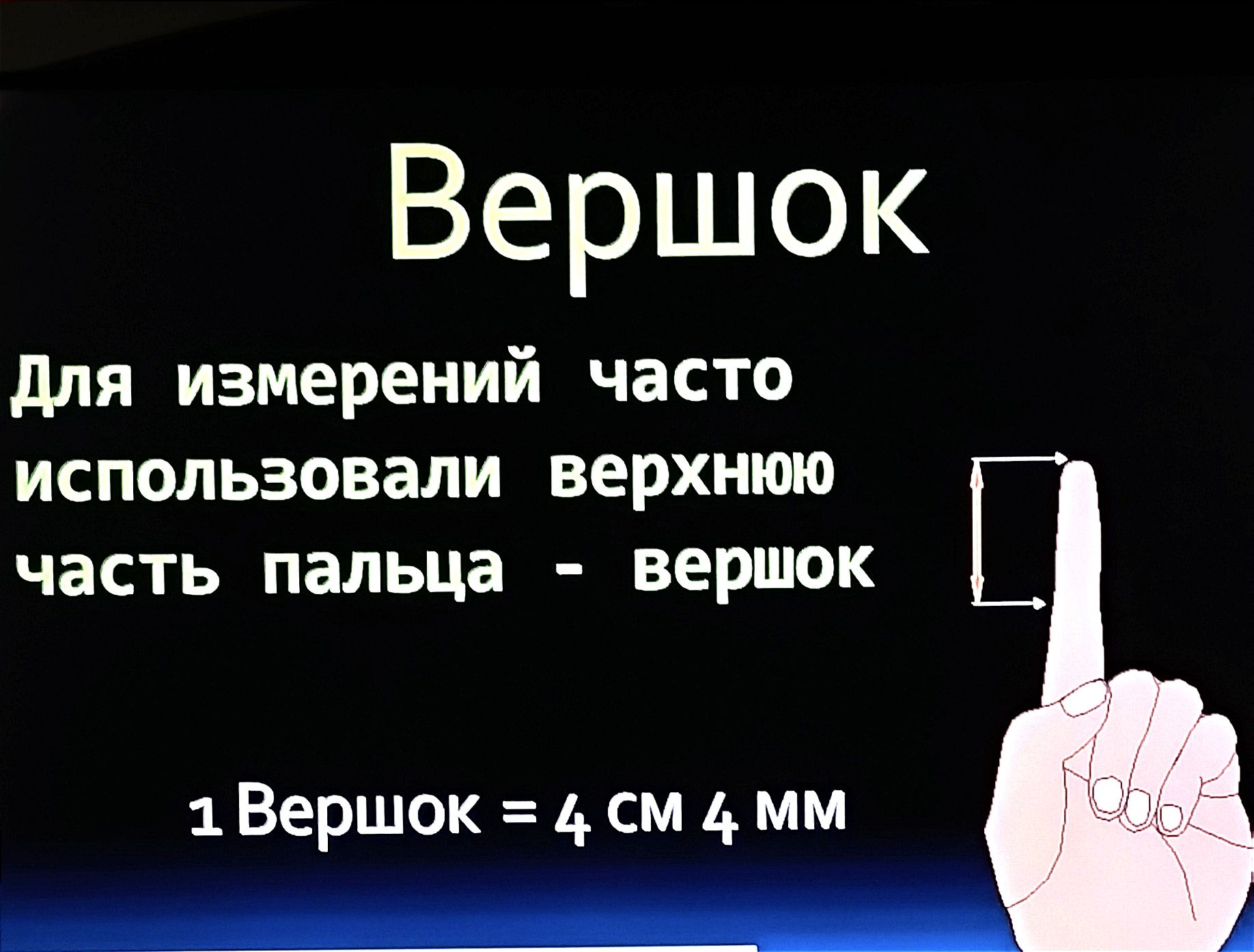 Вершок для измерений часто использовали верхнюю часть пальца вершок 1 Вершок 1 см 4 мм