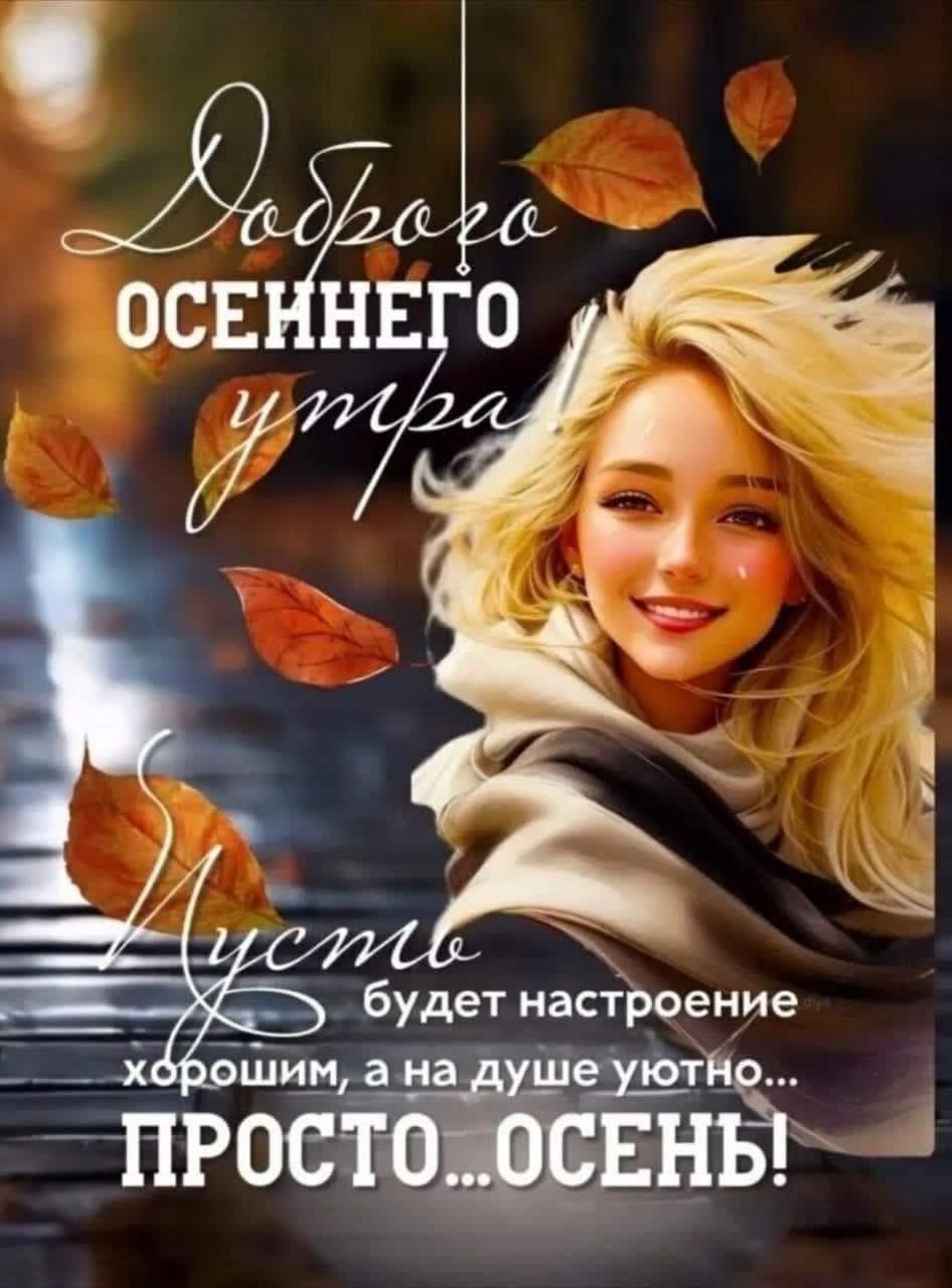 Доброе осеннего утра
Пусть будет настроение хорошим, а на душе уютно...
ПРОСТО... ОСЕНЬ!