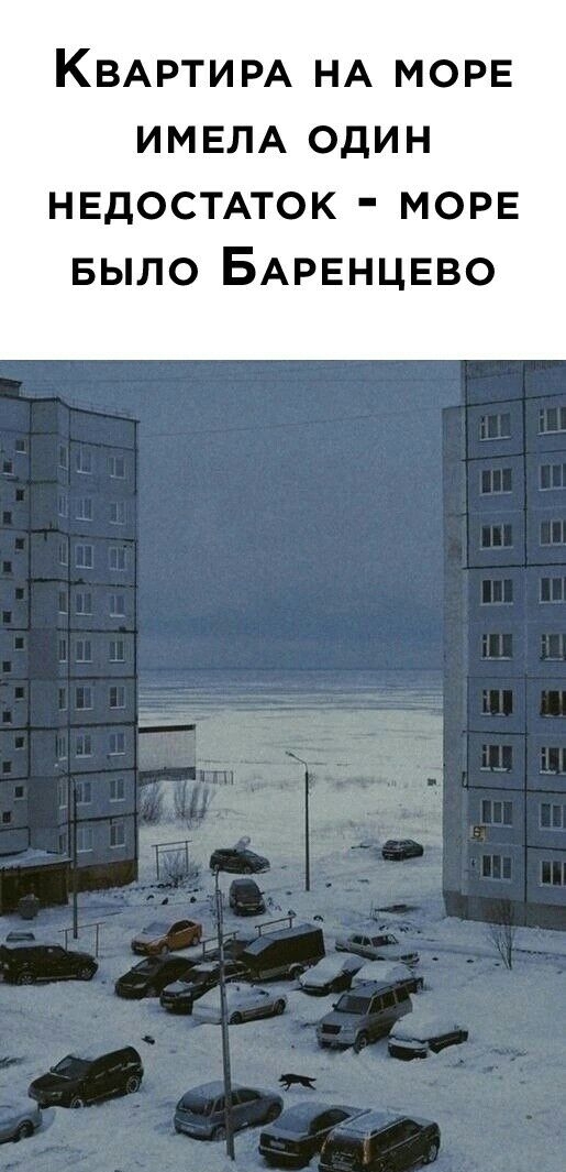 КВАРТИРА НА МОРЕ ИМЕЛА ОДИН НЕДОСТАТОК МОРЕ БЫЛО БАРЕНЦЕВО