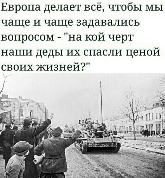 Европа делает всё чтобы мы чаще и чаще задавались вопросом на кой черт наши деды их спасли ценой своих жизней