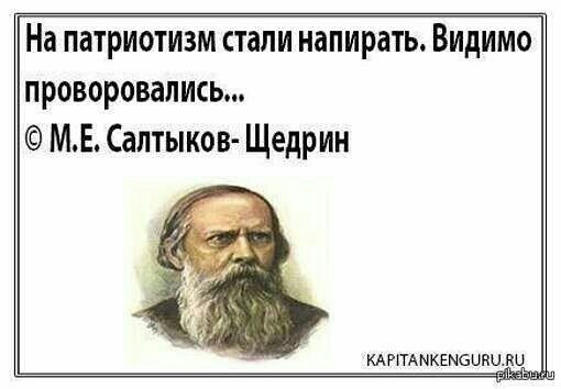 На патриотизм стали напирать Видимо проворовались МЕ Салтыков Щедрин КАРПАМКЕНБЦИЦЛН