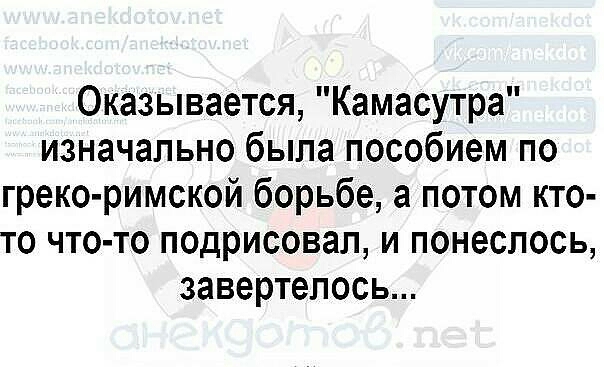 Оказывается Камасутра изначально была пособием по греко римской борьбе а потом кто то что то подрисовал и понеслось завертепось