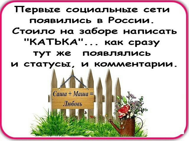 Первые социальные сети появились в России Стоило на заборе написать КАТЬКА как сразу тут же появлялись и статусы и комментарии