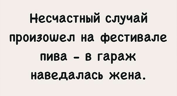 Несчастный случай произошел на фестивале пива в гараж наведалась жена
