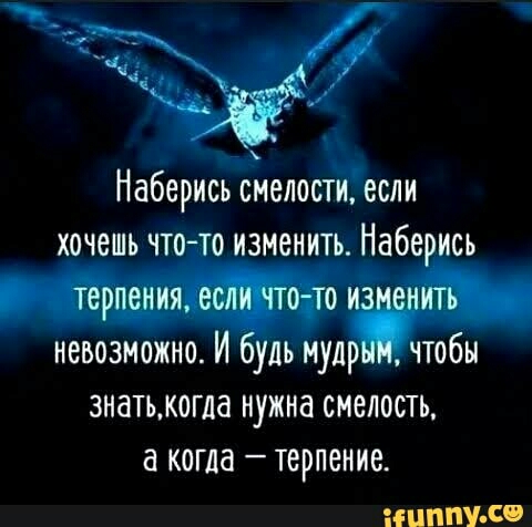 _ д из Наберись смелости если хочешь чтото изменить Наберись терпениялоШЧю тоиз т невозможно И будь мудр чтобы знатьлюша нужна смелость а когда терпение НПППУС