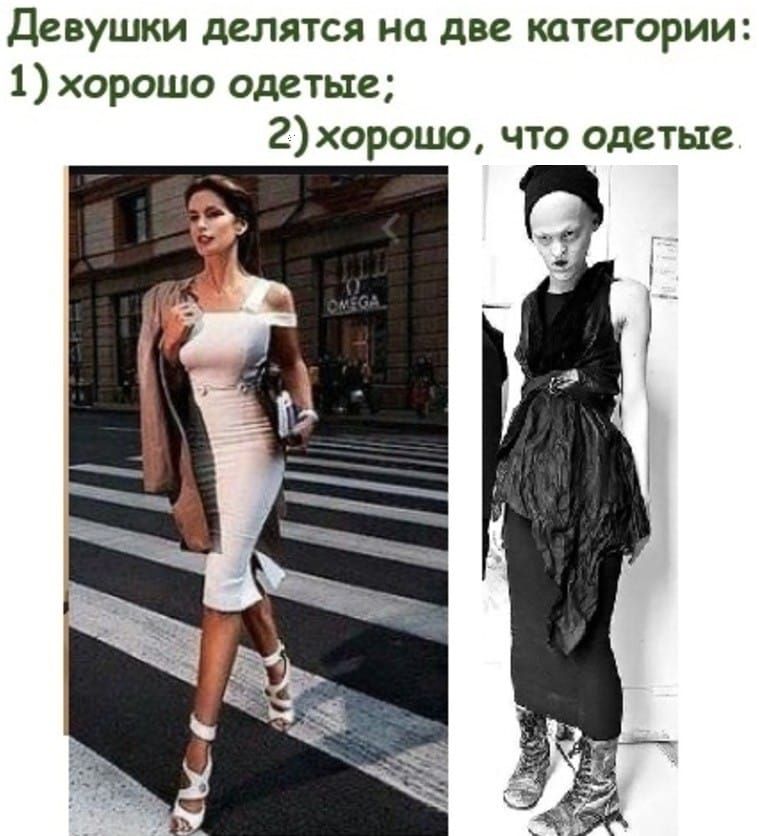 Девушки дВЛЯТСЯ на две КОТСГОРИИ 1 хорошо одетые 2хорошо что одетые