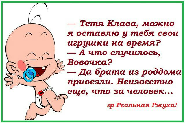 Тетя Клава мажно я оставлю у тебя свои игрушки на время А что случилось Вовочка Да брата из роддома привезли Неизвестно еще что за человек гр Реальная Муха
