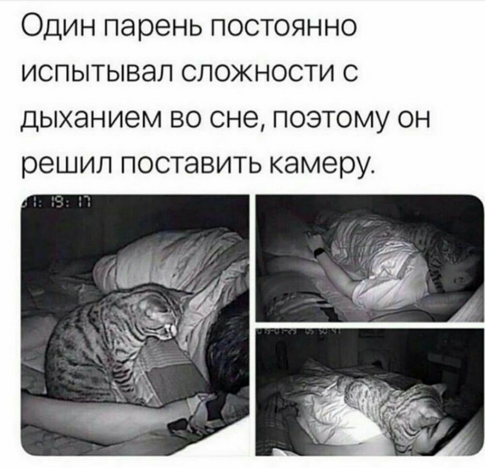 Один парень постоянно испытывал сложности с дыханием во сне поэтому он решил поставить камеру