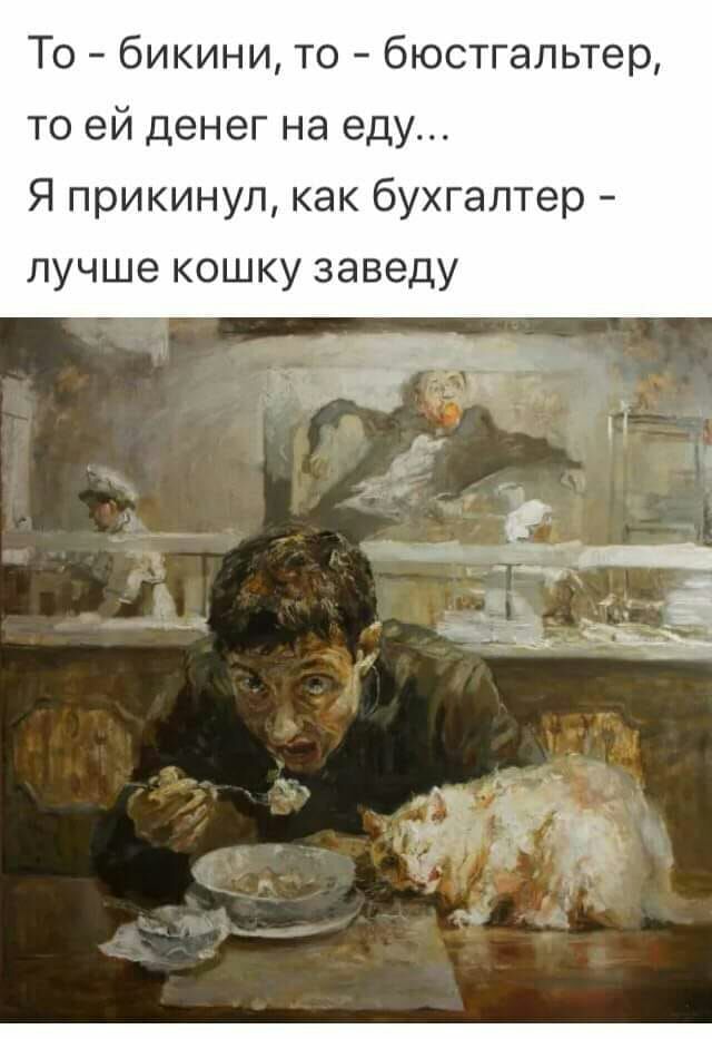 То бикини то бюстгальтер то ей денег на еду Я прикинул как бухгалтер лучше кошку заведу