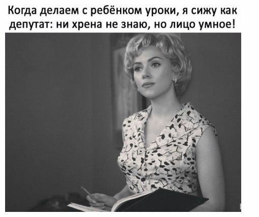 Когда делаем с ребёнком уроки я сижу как депутат НИ хрена не знаю НО ЛИЦО умное