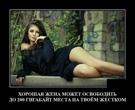 ХОРОШАЯ ЖЕНА МОЖЕТ ОСЧОБОДИТЬ ДО 200 ГИГАБАИТ МЕСТА НА ТВОЕМ ЖЕСТКОМ