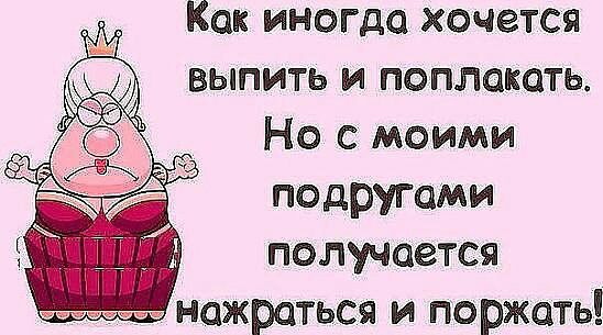 Как иногда хочется выпить и поплакать Но с моими подругами получается нажраться и поржать