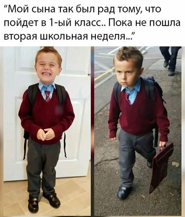 Мой сына так был рад тому что пойдет в1 ый класс Пока не пошла вторая школьная неделя