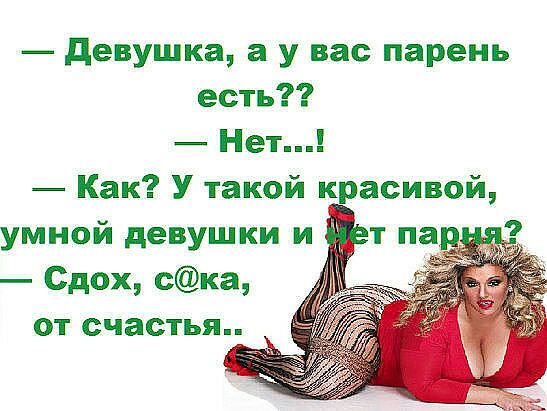 девушка а у вас парень есть Нет Как У такой красивой умной девушки и Сдох ска от счастья